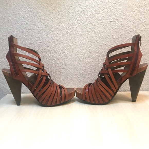 Miss Sixty 'MS Tracey' 39M EU  Strappy High Heel w/Zipper, woo/leather/cork - Picture 6 of 12